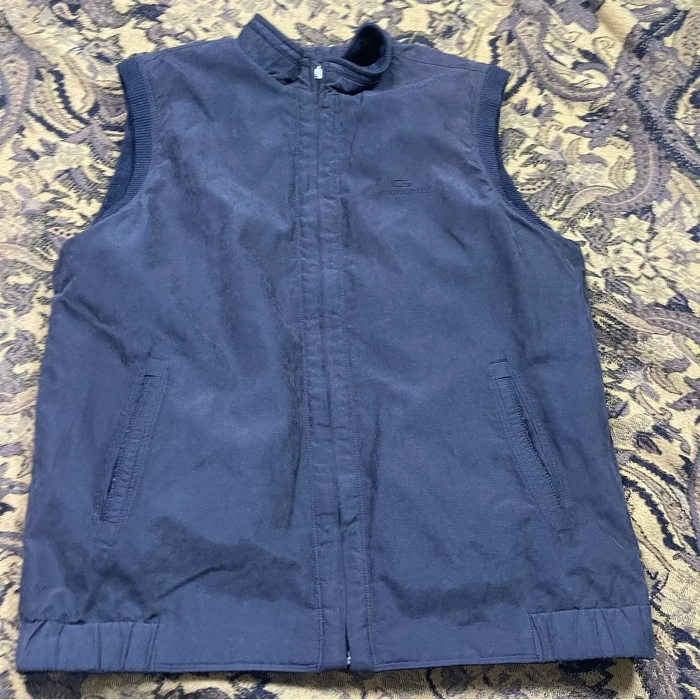 Vtg Goorik Italy‎ Reversible Zip Up Vest Black Charcoal Mens Size 50 L